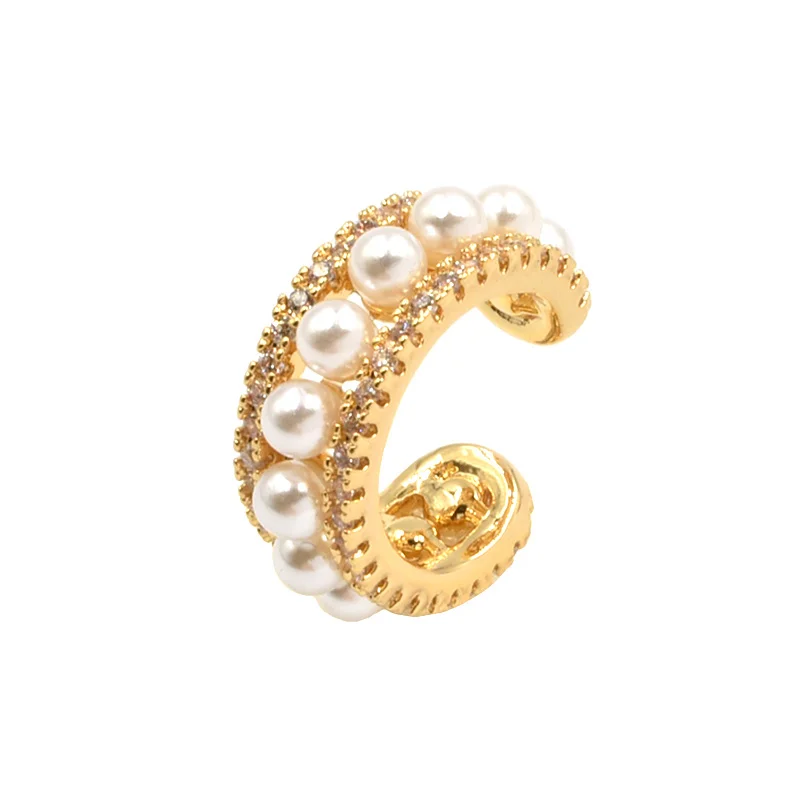 Φωτογραφία προϊόντος: Awear Σκουλαρίκι Ear Cuff με Πέρλες και Ζιργκόν Pearl Cuff Gold