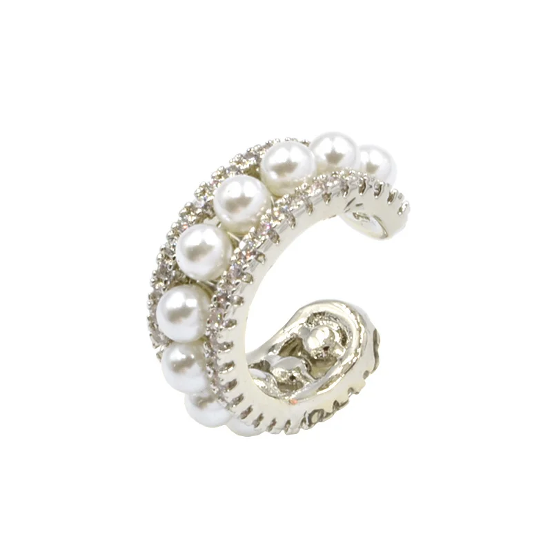 Φωτογραφία προϊόντος: Awear Σκουλαρίκι Ear Cuff με Πέρλες και Ζιργκόν Pearl Cuff Silver