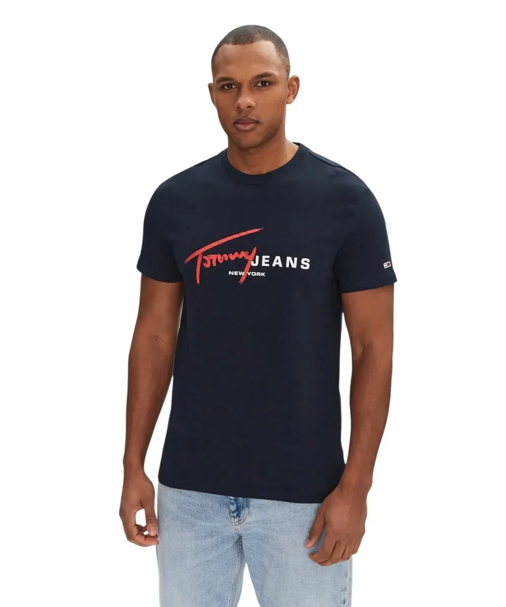Φωτογραφία προϊόντος: Tommy Hilfiger - Ανδρικό T-shirt Signature Dna Tee Ext Regular Fit DM0DM20817-C1G Μπλε Ναυτικό