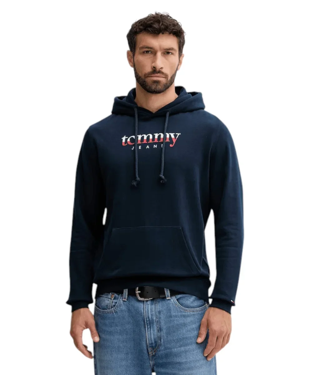 Φωτογραφία προϊόντος: Tommy Hilfiger - Ανδρικό Φούτερ Logo Drawstring Terry Hoodie Regular Fit DM0DM22113-C1G Μπλε Σκούρο
