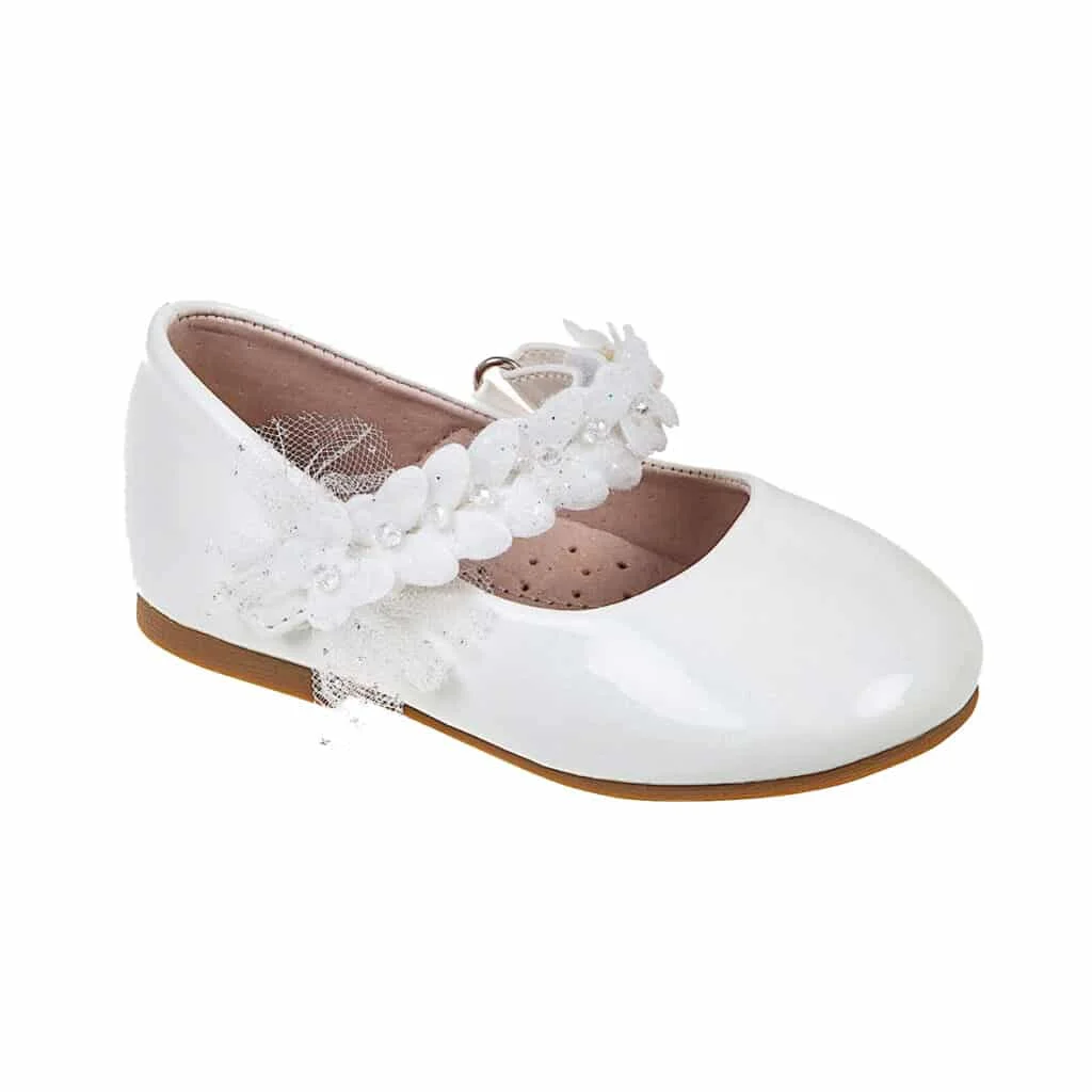Φωτογραφία προϊόντος: , Adam s Shoes Παιδικές Μπαλαρίνες με Σκρατς Λευκό Λουλούδι