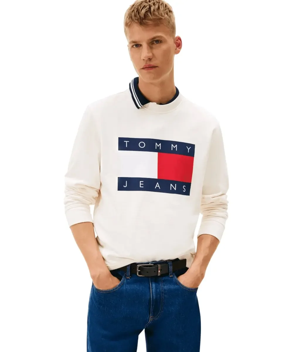 Φωτογραφία προϊόντος: Tommy Hilfiger - Ανδρικό Φούτερ Big Flag Regular Fit DM0DM22643-YBH Λευκό