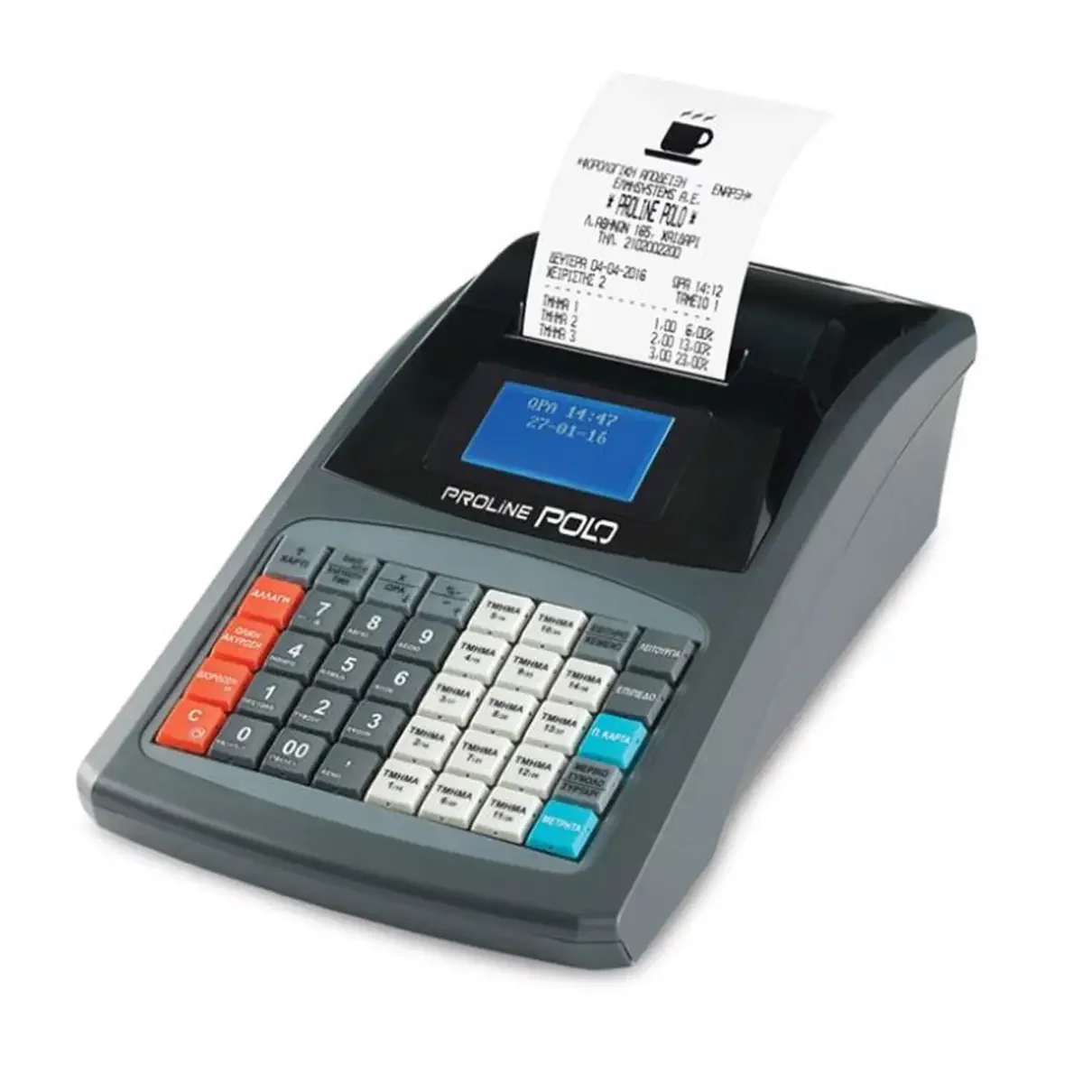 Φωτογραφία προϊόντος: Ταμειακή Μηχανή Proline Polo Plus Grey χωρίς μπαταρία (Δώρο συρτάρι + ρολά + προγραμματισμός + παράδοση) ΜΕ ΔΟΣΕΙΣ