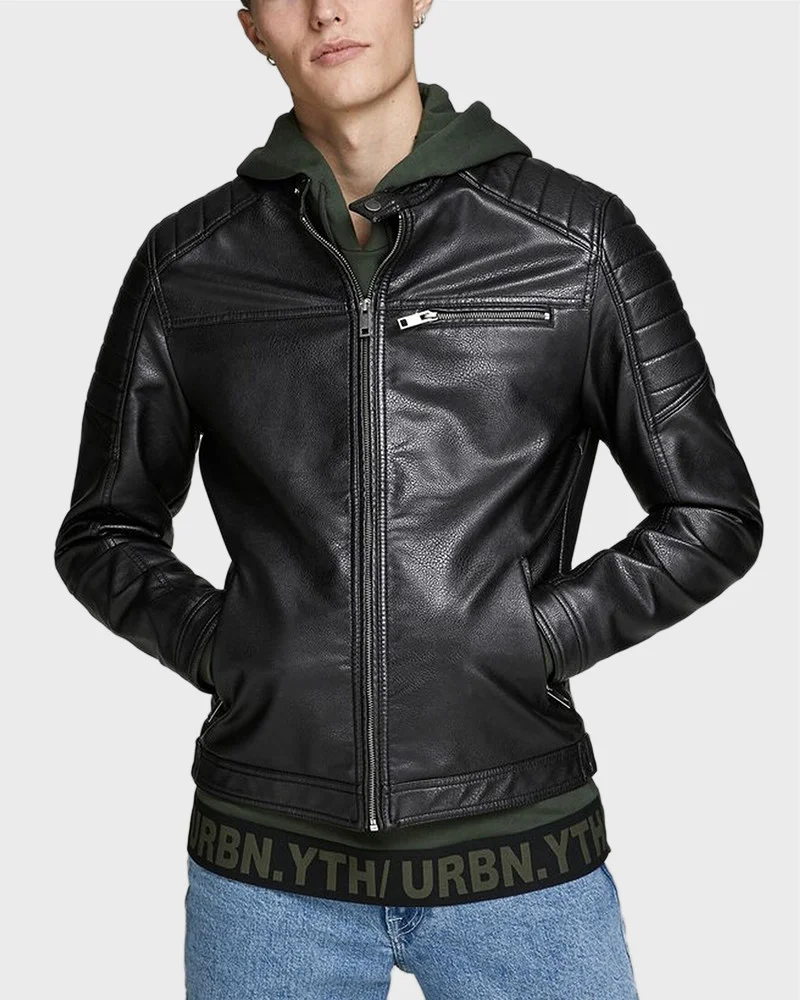 Φωτογραφία προϊόντος: JACK & JONES P.U. JACKET CLASSIC BIKER - 12147218 ΜΑΥΡΟ