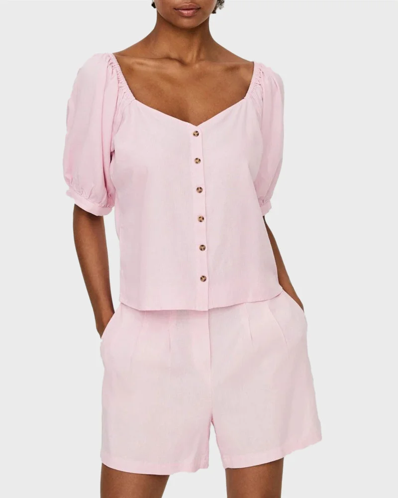 Φωτογραφία προϊόντος: VERO MODA OPEN NECKLINE BLOUSE - 10244010 ΡΟΖ