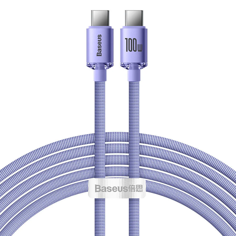 Φωτογραφία προϊόντος: Baseus Crystal Shine Braided USB 2.0 Cable USB-C male - USB-C male 100W Μωβ 2m (CAJY000705)