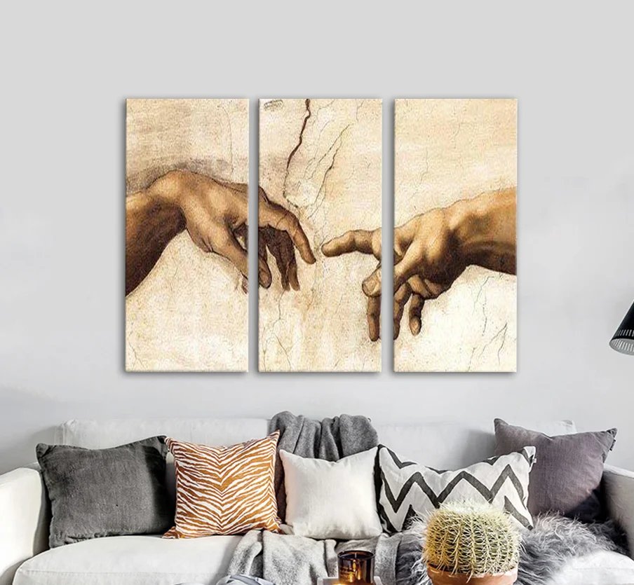 Φωτογραφία προϊόντος: Πίνακας σε καμβά The creation of Adam michelangelo τρίπτυχος
