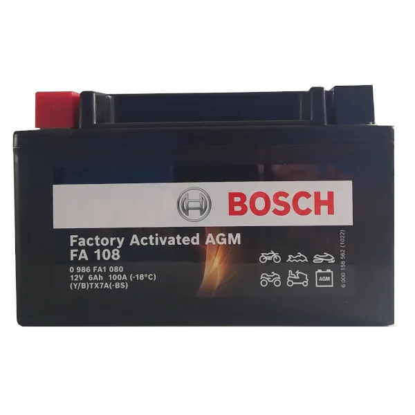 Φωτογραφία προϊόντος: Μπαταρία Moto BOSCH AGM 0986FA1080 FA108 YTX7A-BS 6AH 100A