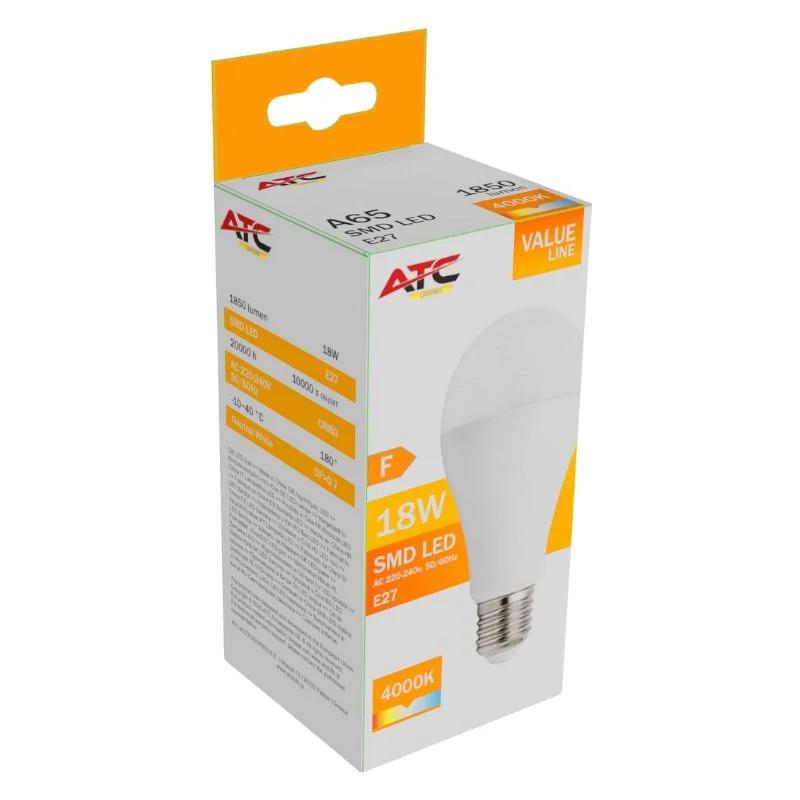 Φωτογραφία προϊόντος: ATC SMD LED Λαμπτήρας A65 230V 18W/1850LM E27 4000K