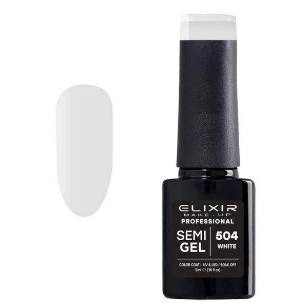 Φωτογραφία προϊόντος: Elixir Professional Semi Gel Ημιμόνιμο Βερνίκι Νυχιών 504 White Λευκό Ασβέστης 5ml