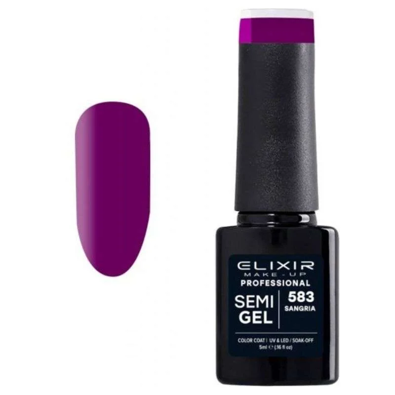 Φωτογραφία προϊόντος: Elixir Professional Semi Gel Ημιμόνιμο Βερνίκι Νυχιών 583 Sangria Μωβ Κρασιού 5ml
