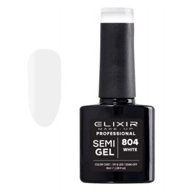 Φωτογραφία προϊόντος: Elixir Professional Semi Gel Ημιμόνιμο Βερνίκι Νυχιών 804 White Λευκό Ασβέστης 8ml