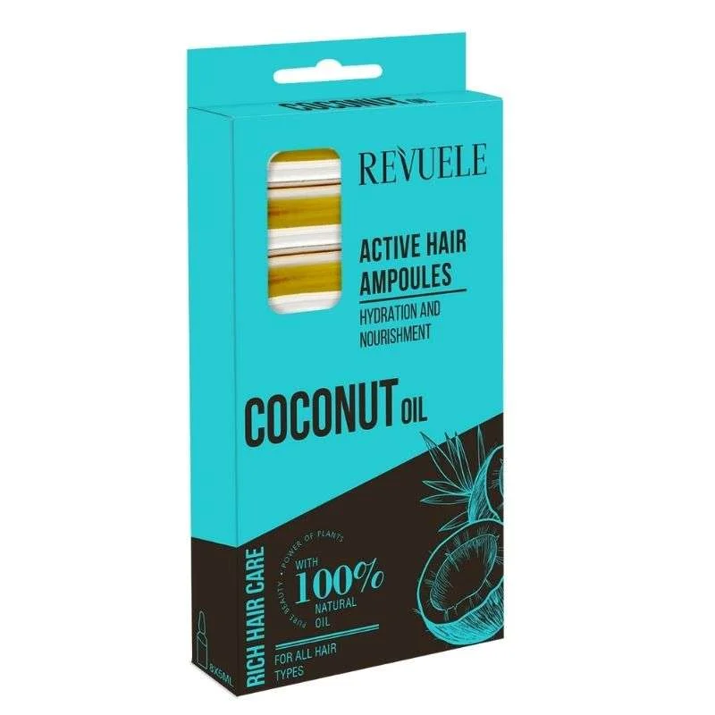 Φωτογραφία προϊόντος: Revuele Coconut Oil Active Hair Ampoules Αμπούλες για θρέψη για κάθε τύπο μαλλιών 8 x 5ml