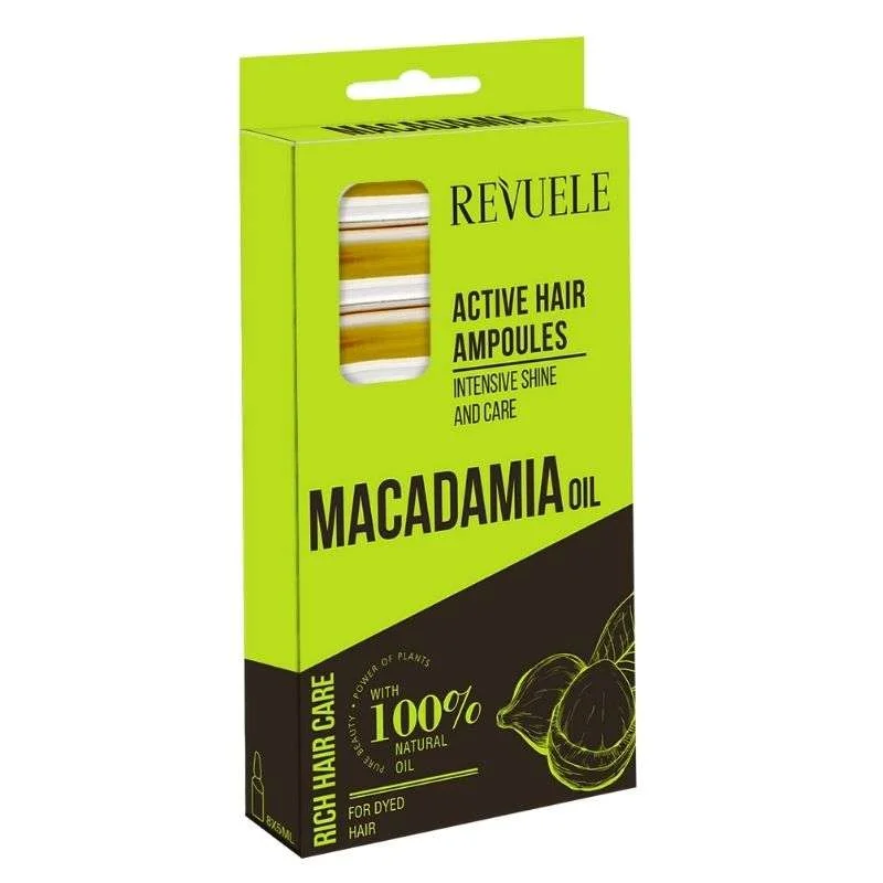 Φωτογραφία προϊόντος: Revuele Macadamia Oil Active Hair Ampoules Αμπούλες για Απαλότητα + Λάμψη σε Βαμμένα Μαλλιά 8 x 5ml