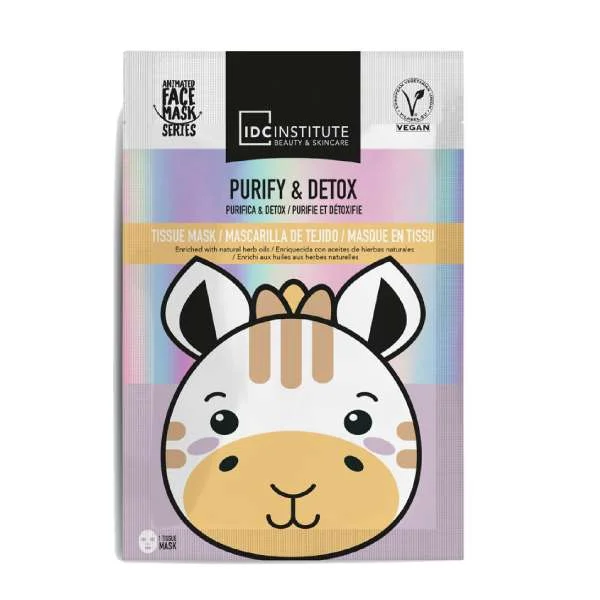 Φωτογραφία προϊόντος: IDC Institute Vegan Cute Animals Animated Mask Μάσκα Προσώπου Giraffe Εκτύπωση σε Πανί Purify + Detox Καθαρισμός + Αντιοξειδωτική Δράση 25gr