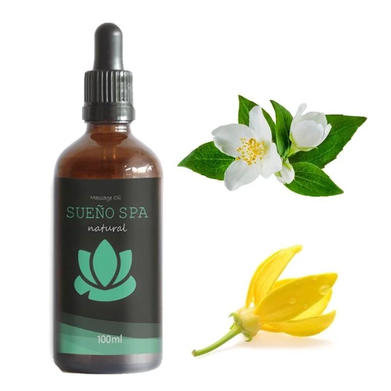Φωτογραφία προϊόντος: Sueño Spa Moisturizing Massage Body Oil Λάδι Σώματος Γιασεμί + Υλάνγκ Υλάνγκ Αισθησιακό 100ml
