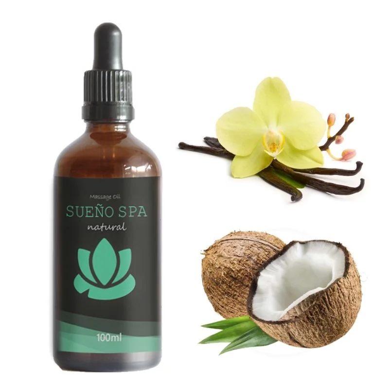 Φωτογραφία προϊόντος: Sueño Spa Moisturizing Massage Body Oil Λάδι Σώματος Βανίλια + Καρύδα Παιχνιδιάρικη Διάθεση 100ml