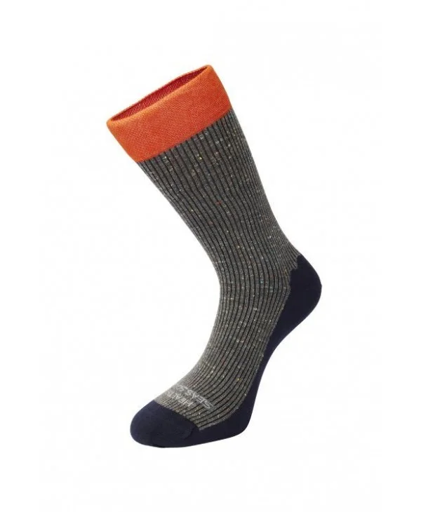 Φωτογραφία προϊόντος: Καλτσα Fashion Healthy Seas Socks σε χρωμα γκρι μελανζε με μπλε και λαστιχο πορτοκαλι