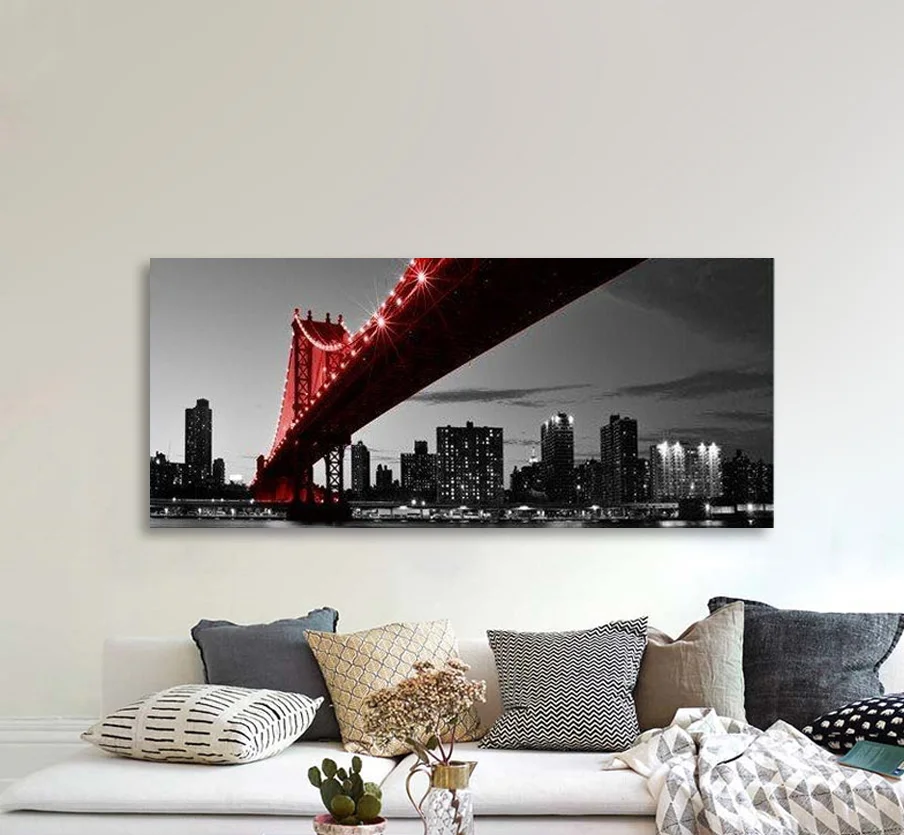 Φωτογραφία προϊόντος: Πίνακας σε καμβά Manhattan bridge, πανοραμικός