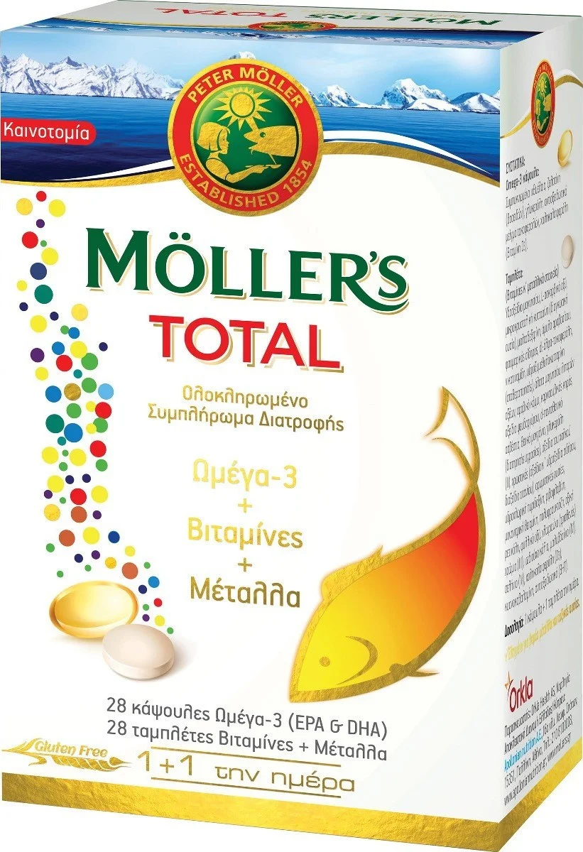 Φωτογραφία προϊόντος: Moller's Total Ωμέγα 3, Βιταμίνες & Μέταλλα 28 caps + 28 tabs