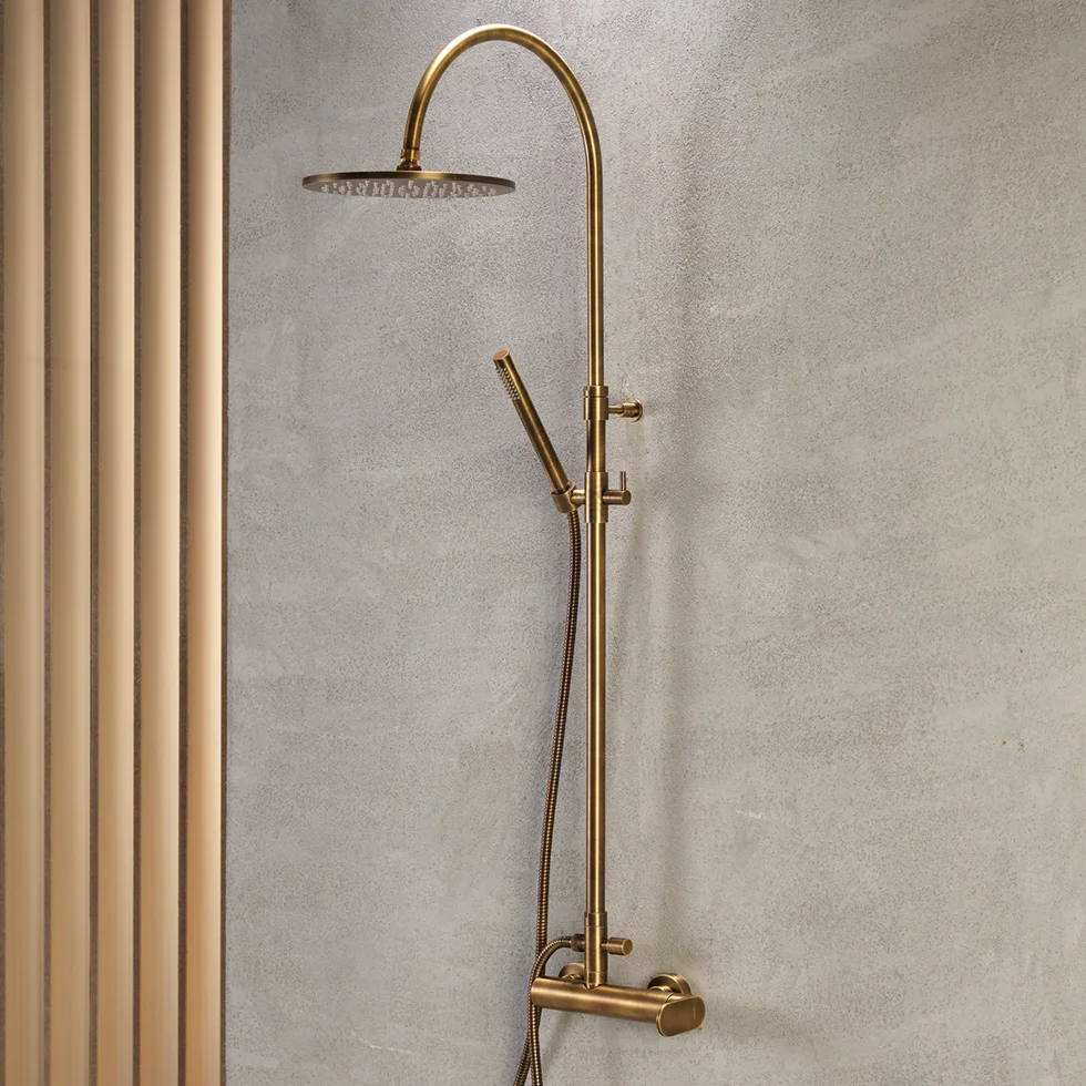 Φωτογραφία προϊόντος: Armando Vicario Slim 500065-221 Bronze / Antique Brass Μπαταρία Ντους 2 Εξόδων με Κολώνα