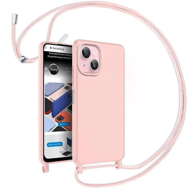 Φωτογραφία προϊόντος: Θήκη Liquid Silicone Κορδόνι Pink Sand για iPhone 15