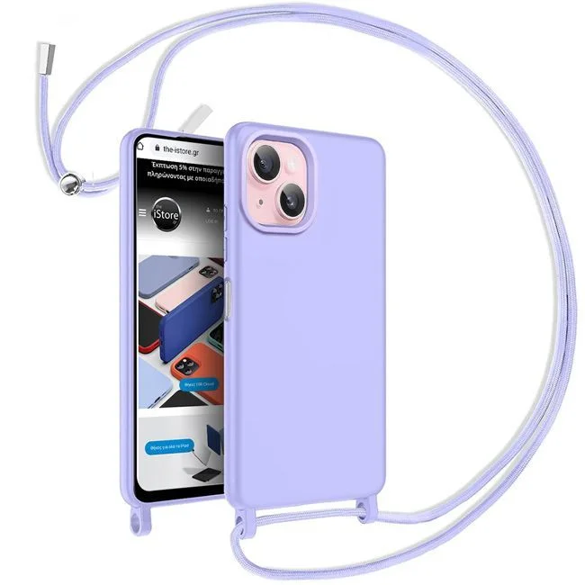 Φωτογραφία προϊόντος: Θήκη Liquid Silicone Κορδόνι Violet για iPhone 15 (Violet)