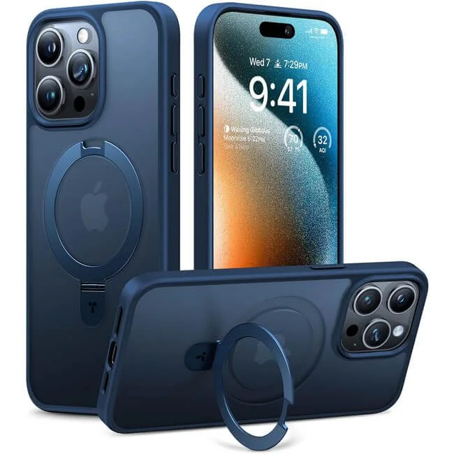 Φωτογραφία προϊόντος: Θήκη Torras Ostand Matte MagSafe Kickstand Navy Blue iPhone 15 Pro