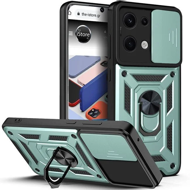 Φωτογραφία προϊόντος: Orso Θήκη Combo Kickstand Slide Camera Green για Xiaomi Redmi Note 13 Pro 5G