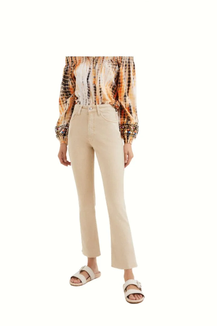 Φωτογραφία προϊόντος: Desigual Flared cropped jeans 22SWDD28/6004 Beige