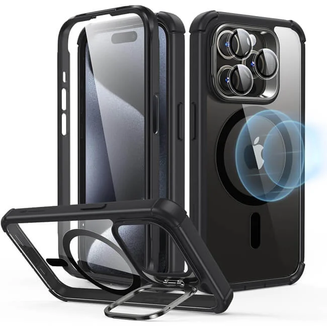 Φωτογραφία προϊόντος: Θήκη ESR Armor Tough with Stash Stand HaloLock MagSafe Clear Black για iPhone 15 Pro Max