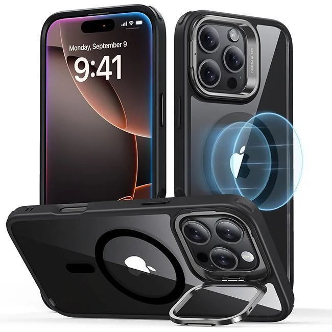 Φωτογραφία προϊόντος: Θήκη ESR Classic Hybrid with Stash Stand HaloLock MagSafe Clear Black iPhone 16 Pro