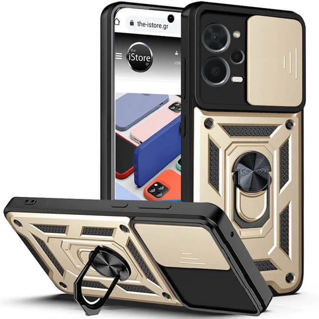 Φωτογραφία προϊόντος: Orso Θήκη Combo Kickstand Slide Camera Case Gold για Xiaomi Redmi Note 12 Pro 5G