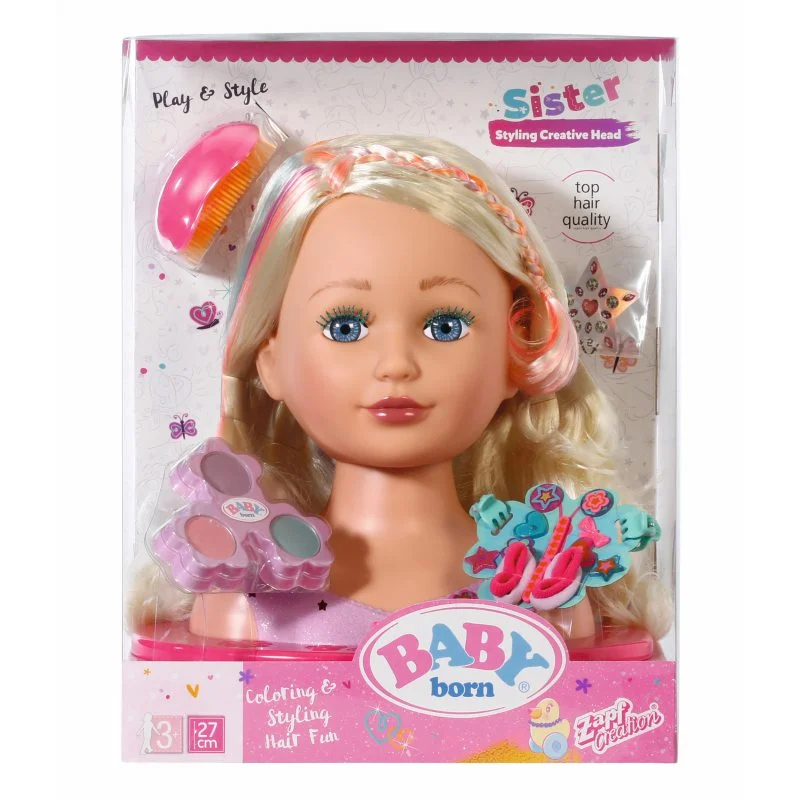 Φωτογραφία προϊόντος: ZF827307 Κεφάλι Sister Styling Creative Baby Born με αξεσουάρ και μακιγιαζ