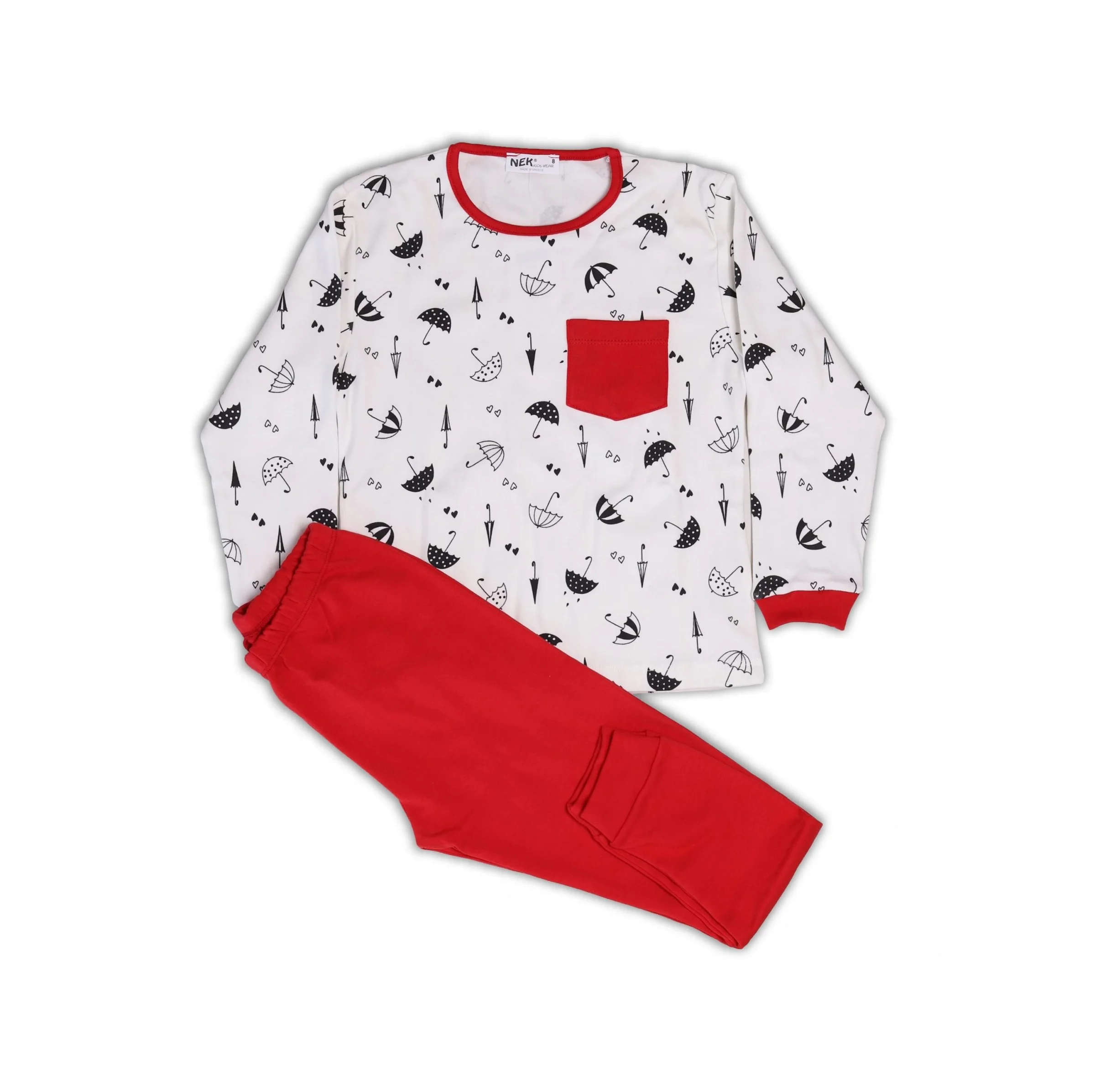 Φωτογραφία προϊόντος: NEK Kids Wear ΠΙΤΖΑΜΑ UMBRELLA ΡΟΖ - ΜΑΥΡΟ