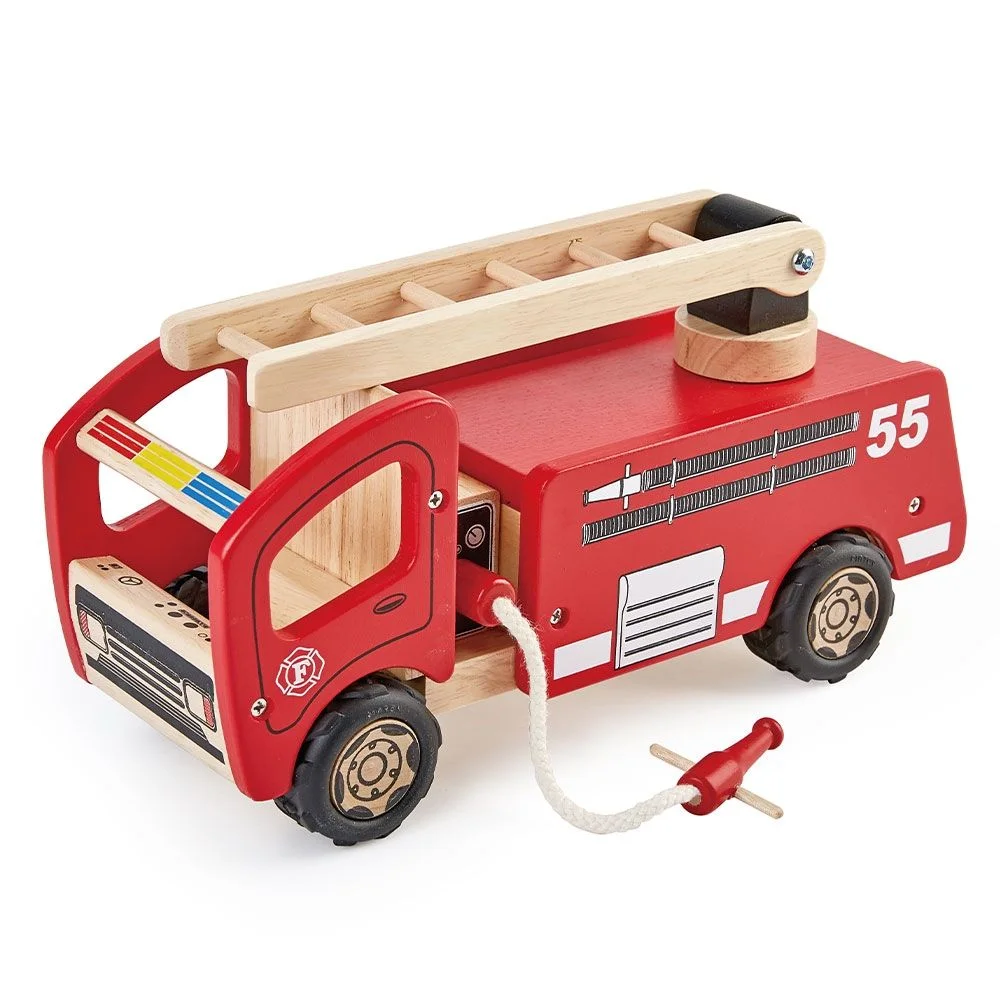 Φωτογραφία προϊόντος: Pin Toys Ξύλινο Πυροσβεστικό όχημα , από μασίφ καουτσουκόδεντρο