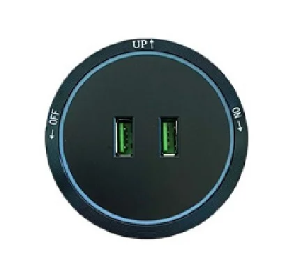 Φωτογραφία προϊόντος: Εξάρτημα 2xUSB για Track Socket με μπλε φωτισμό LED Μαύρο