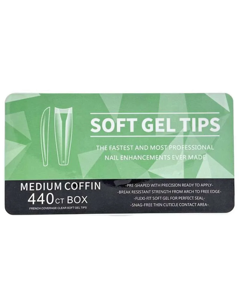 Φωτογραφία προϊόντος: Soft Gel Tips MEDIUM COFFIN 11 μεγέθη (σετ 440 τεμ.)