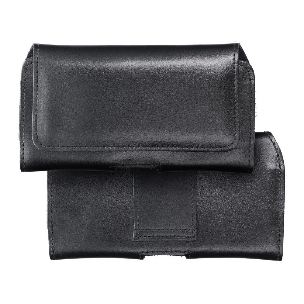Φωτογραφία προϊόντος: . ROYAL - Leather universal belt holster / black - Size M - for IPHONE 12 MINI / 13 MINI / SAMSUNG A40 / S8 / XIAOMI 12 / Redmi 5A