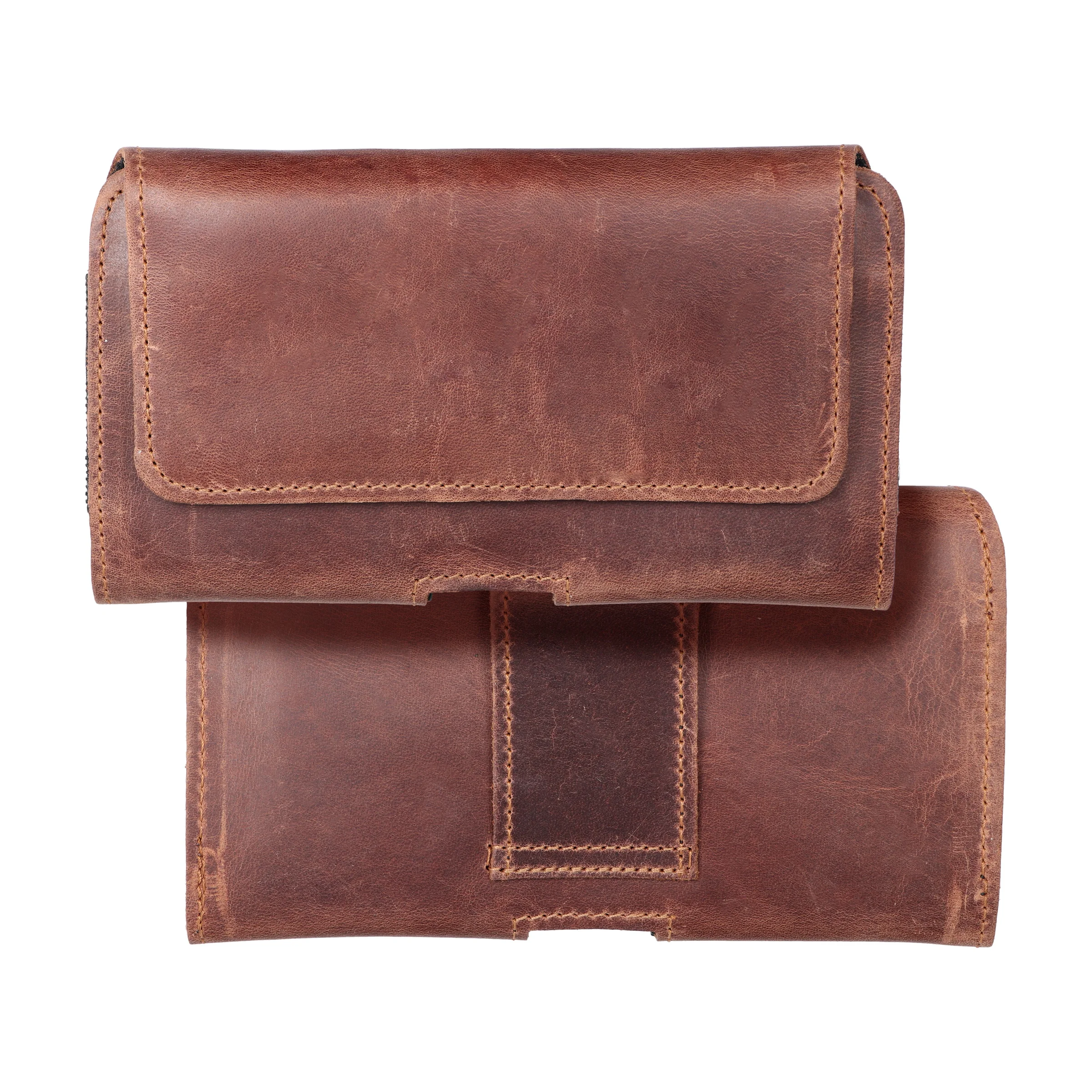 Φωτογραφία προϊόντος: . ROYAL Crazy Horse - Leather universal belt holster / brown - Size 2XL - for SAMSUNG A21s / S20 ULTRA / S21 ULTRA / A70 / A71 / XIAOMI REDMI 9 / HUAWEI P SMART PRO