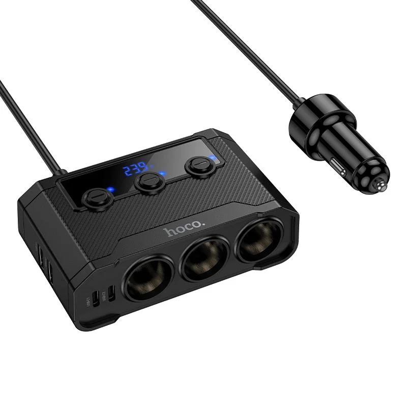 Φωτογραφία προϊόντος: Car charger Hoco 2xUSB A + 2xUSB C+3x cigarette lighter ports PD QC3.0 240W Z64 black