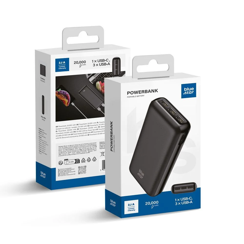 Φωτογραφία προϊόντος: BLUE STAR powerbank 20000 mAh 2.1A W2027 black