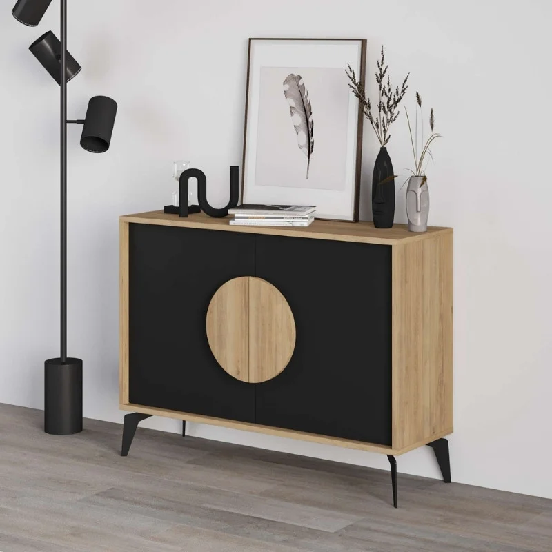 Φωτογραφία προϊόντος: Μπουφές Gora Megapap χρώμα sapphire oak - silky black 110x40x82εκ.