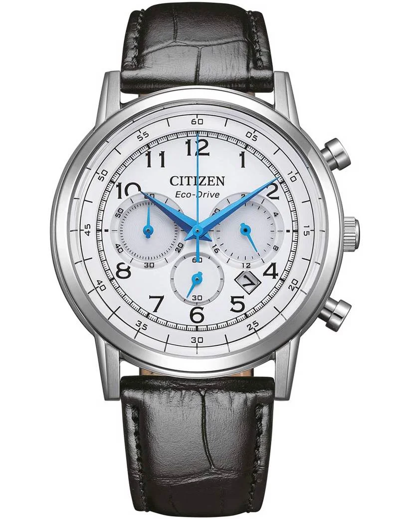 Φωτογραφία προϊόντος: Ρολόι CITIZEN Eco-Drive Με Χρονογράφο Και Μαύρο Δερμάτινο Λουράκι CA4630-02A