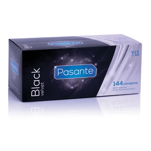 Φωτογραφία προϊόντος: Pasante Black Velvet Προφυλακτικά με Μαύρο Χρώμα και Μεγάλο Μέγεθος, 144 τμχ