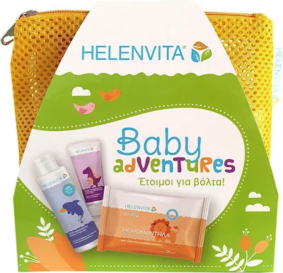 Φωτογραφία προϊόντος: Helenvita | Promo Baby Adventures Baby All Over Cleanser 100ml + Baby Nappy Rash Cream 20ml + Baby Μωρομάντηλα 20τμχ Κίτρινο