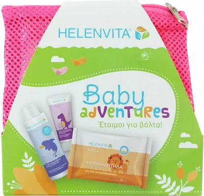 Φωτογραφία προϊόντος: Helenvita | Promo Baby Adventures Baby All Over Cleanser 100ml + Baby Nappy Rash Cream 20ml + Baby Μωρομάντηλα 20τμχ Ροζ