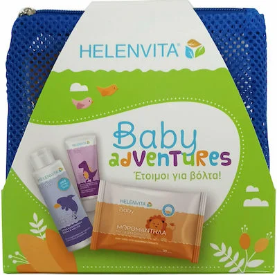 Φωτογραφία προϊόντος: Helenvita | Promo Baby Adventures Baby All Over Cleanser 100ml + Baby Nappy Rash Cream 20ml + Baby Μωρομάντηλα 20τμχ Μπλε