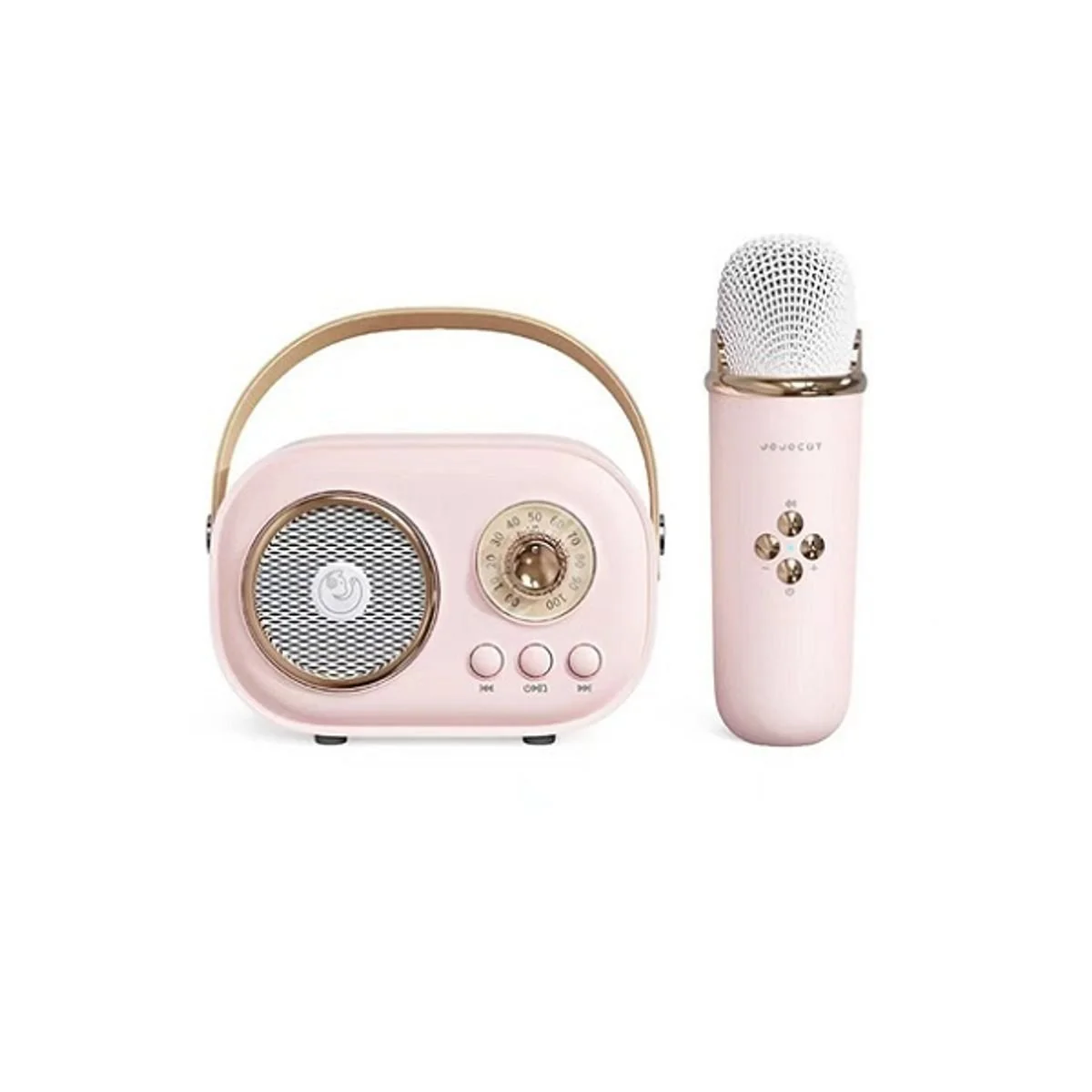 Φωτογραφία προϊόντος: OEM Ασύρματο ηχείο Karaoke Bluetooth με μικρόφωνο και υποδοχή κάρτας microsd ZY-2410 Ροζ/Μπεζ