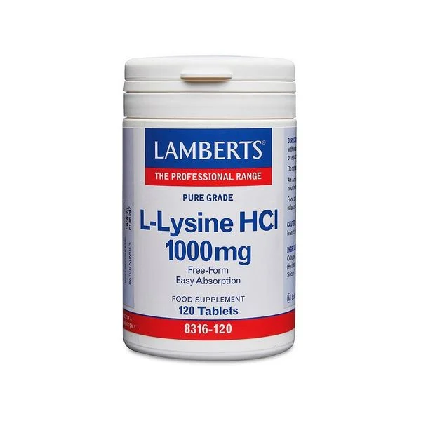 Φωτογραφία προϊόντος: Lamberts L-Lysine HCI 1000mg 120 Ταμπλέτες